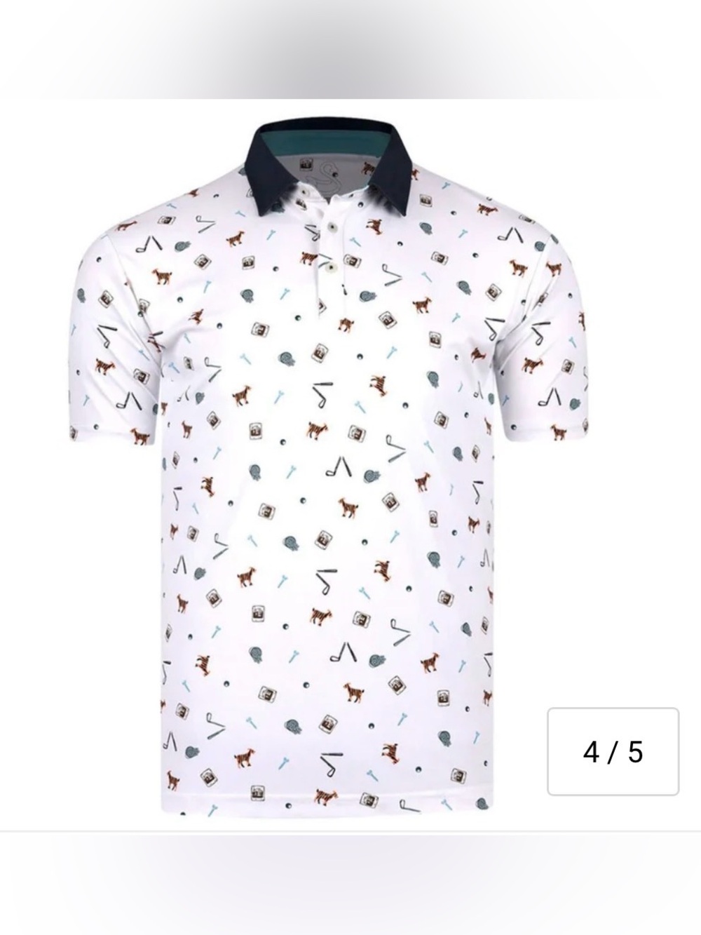 Swannies Amendt Polo size Medium goats, whiskey and golf